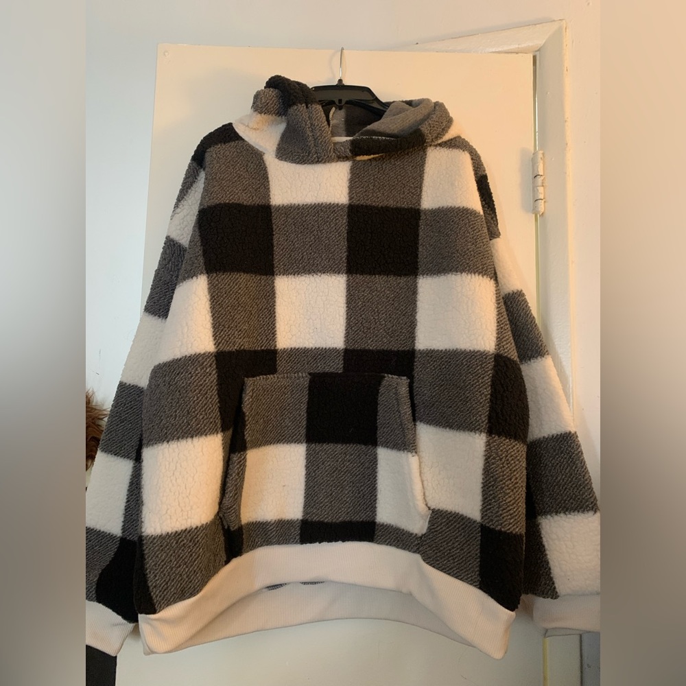 American Eagle Checkered Teddy Pullover-Nwot - image 1